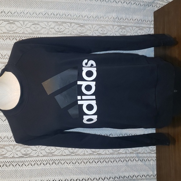 Adidas Essential Linear Graphic Logo Fleece Crewneck Pullover Sweatshir… - Picture 2 of 7